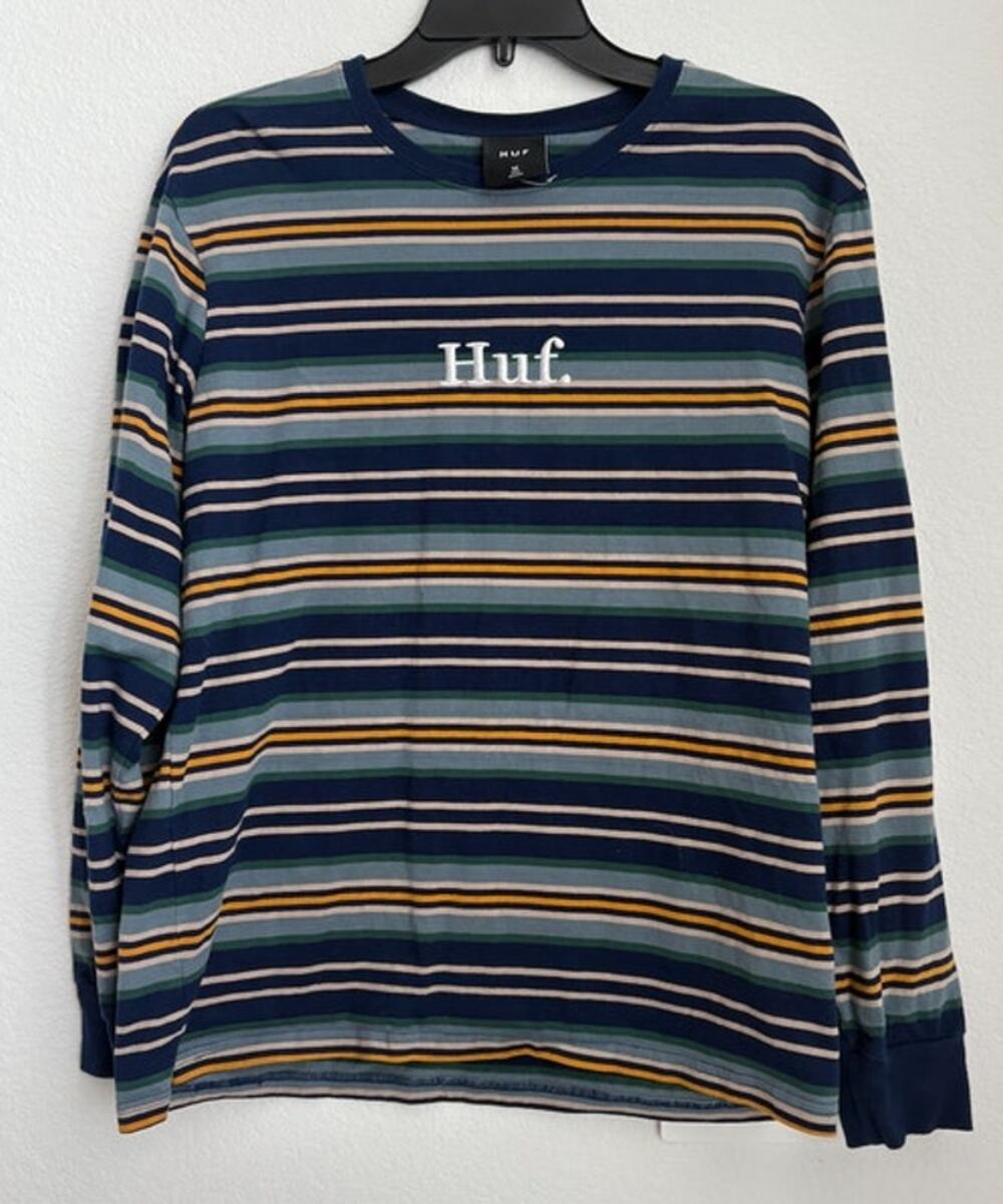 NWOT Mens HUF Striped Long Sleeve Cotton Tee Size Medium